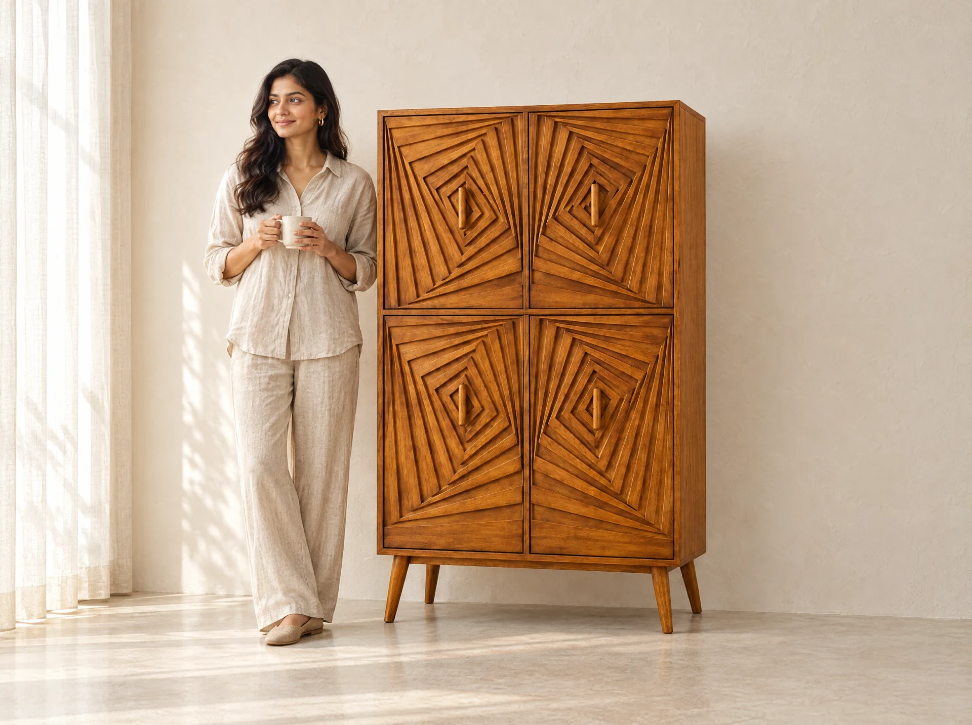 Chevron Storage Cabinet in a room