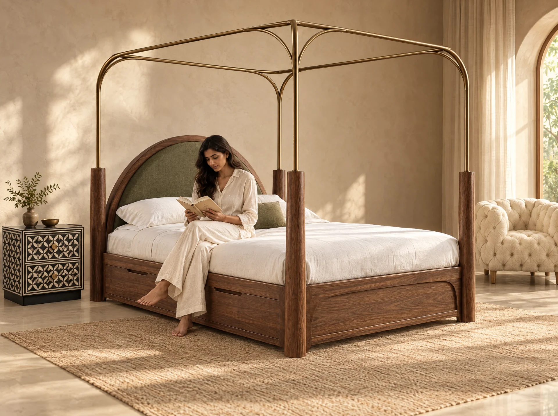 Ellison Canopy storage bed in a room