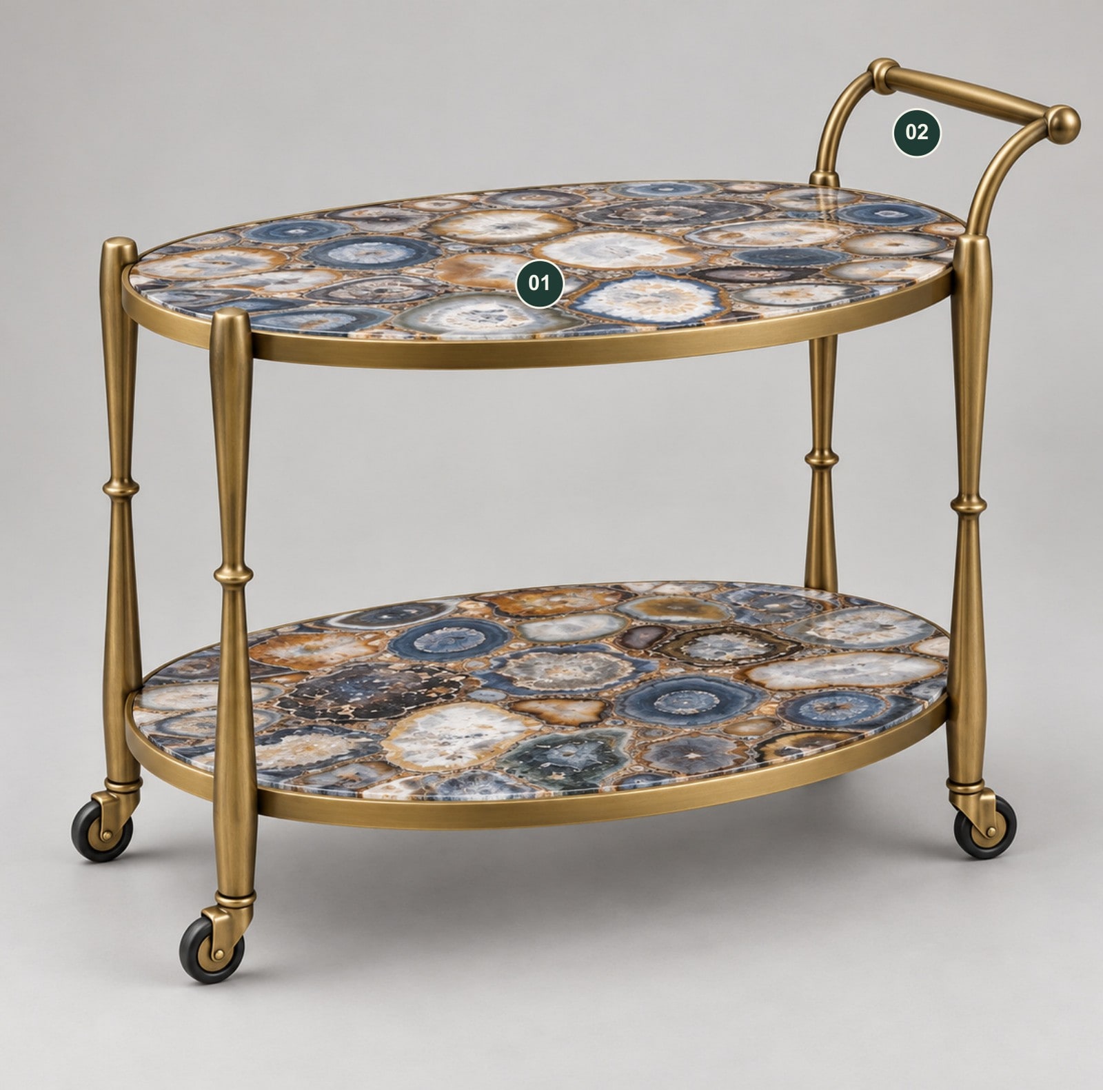 Summerville Oval Serving Trolley