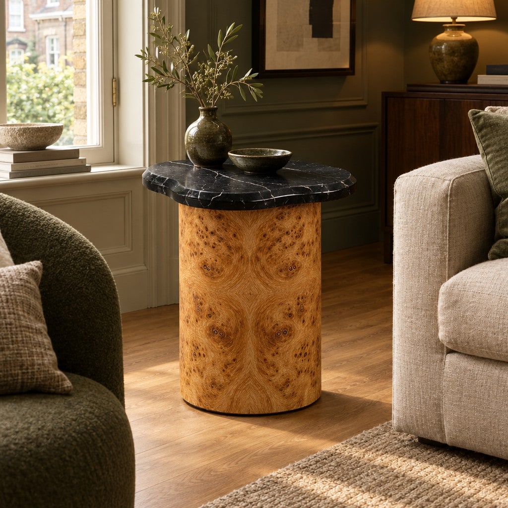 Amy Jacobson Nebula Pedestal Table in a room