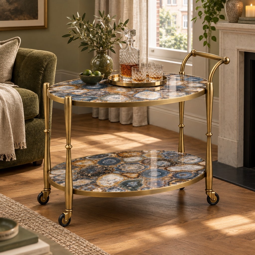 Summerville Oval Serving Trolley in a room